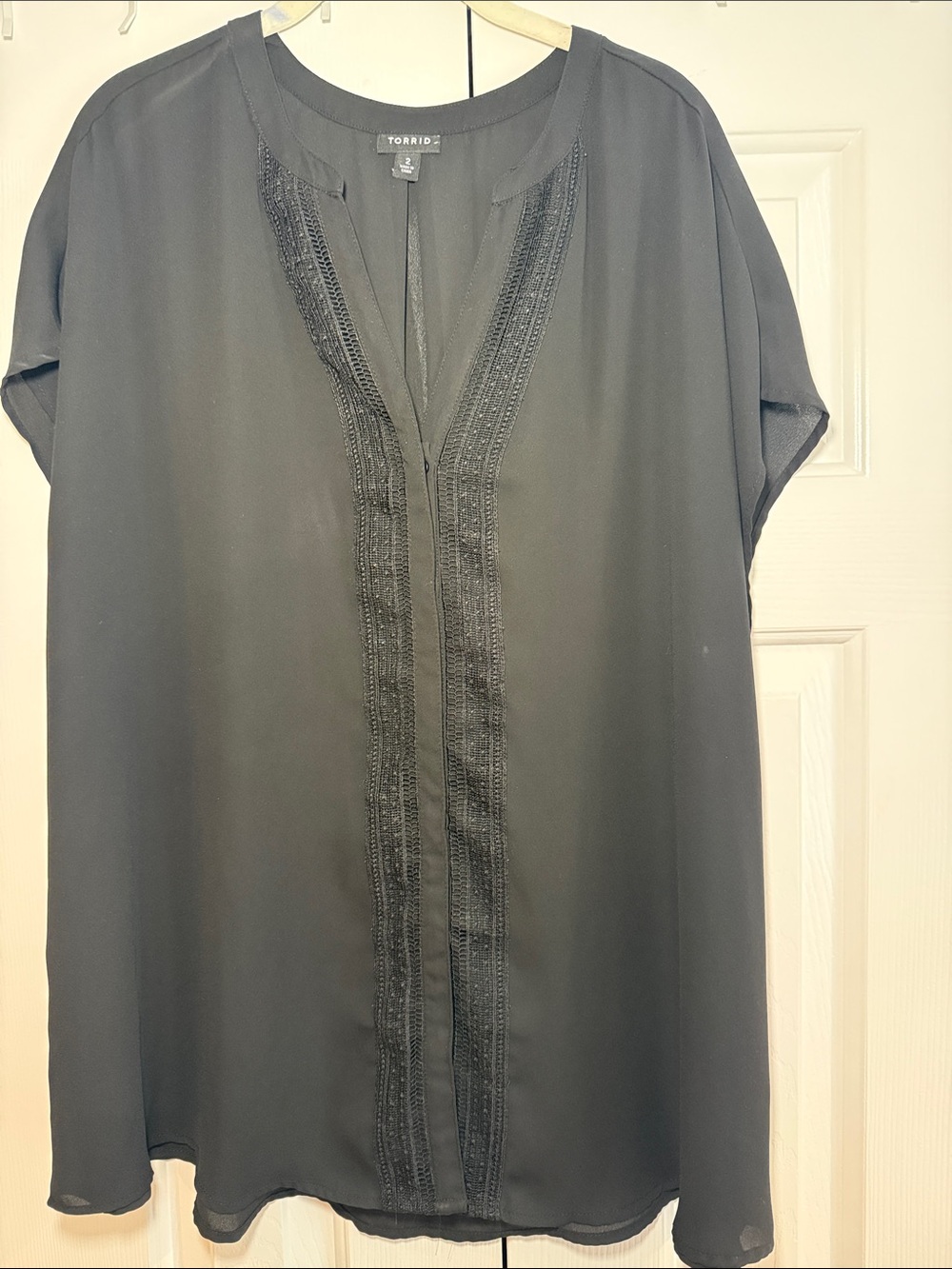 torrid Black V-Neck Tunic with Front Embellished Trim